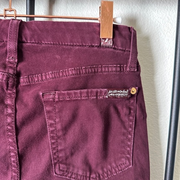 7 for all mankind cranberry stretch cigarette skinny denim jeans pants - Picture 2 of 5